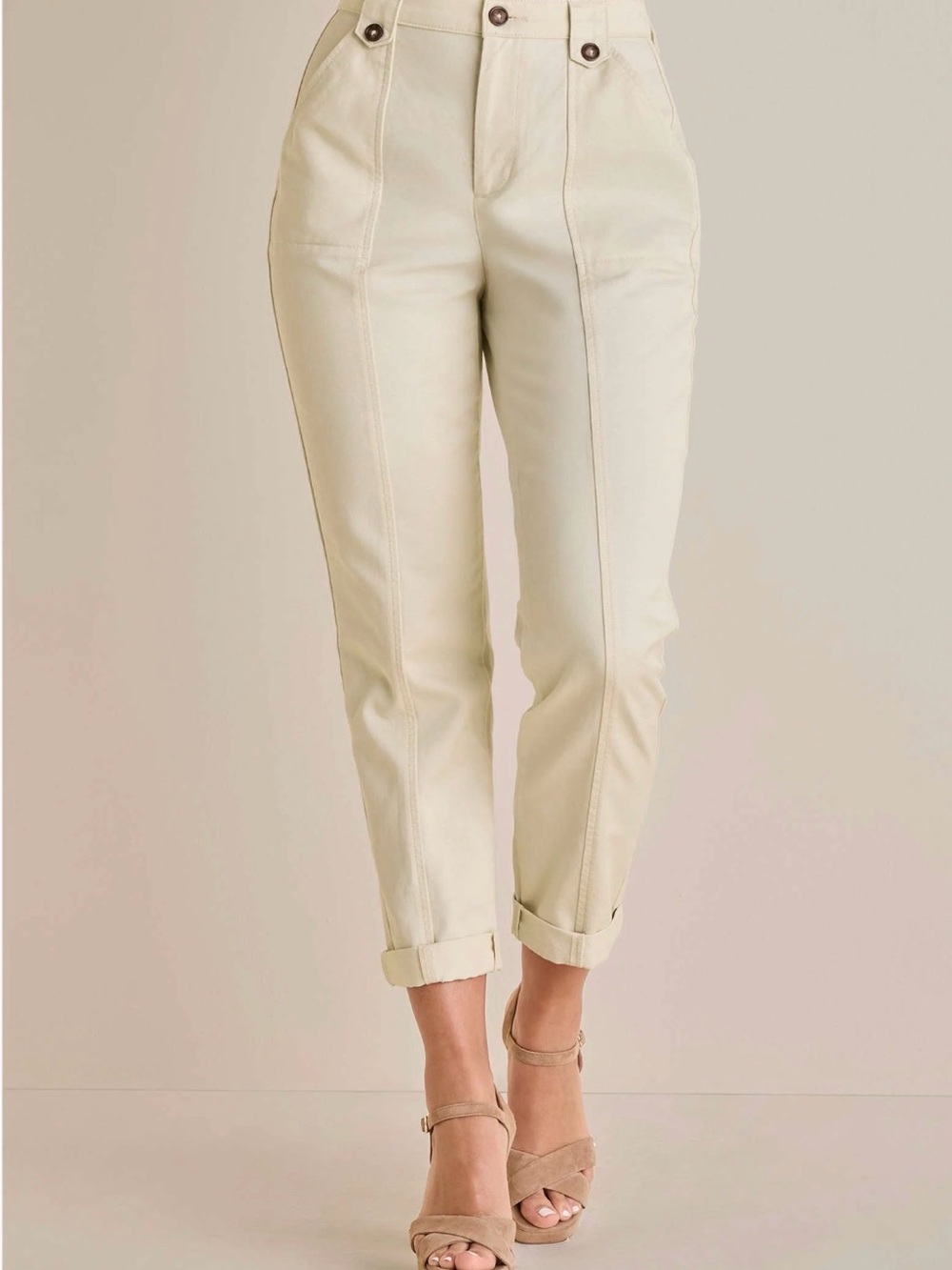 VENUS Cream Ankle-Length Chino Pants